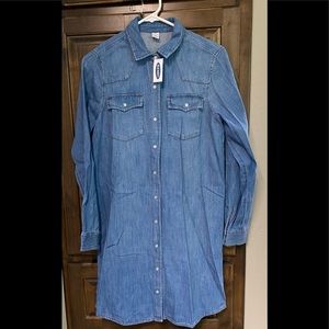 NWT- Old Navy- Western Jean Shirt Shift Dress- Medium wash- Size S